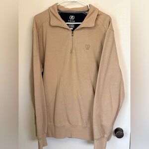 IZOD Quarter Zip Pullover Sweatshirt Tan XL Casual